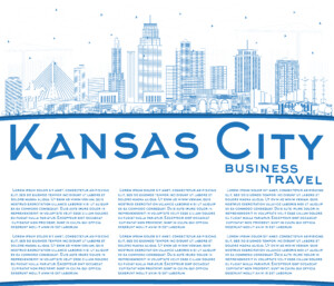 Outline Kansas City Missouri Skyline with Blue Buildings and Cop Get Experienced Service with Newsletters from Streamline Print and Design.